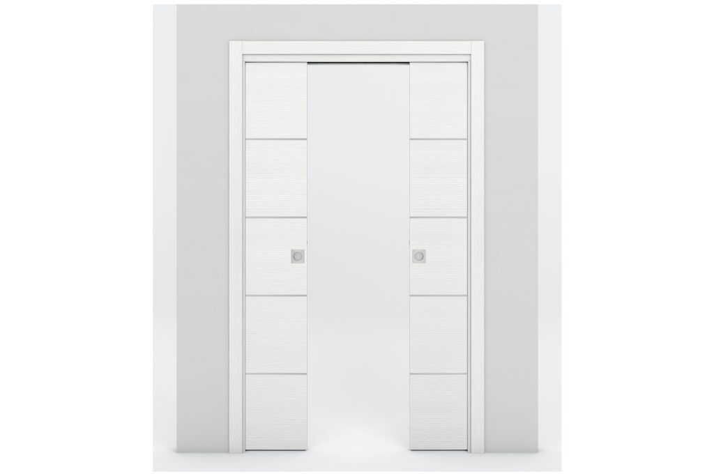 Nova Braga 4H Bianco Matrix Laminated Modern Interior Door - Double Pocket