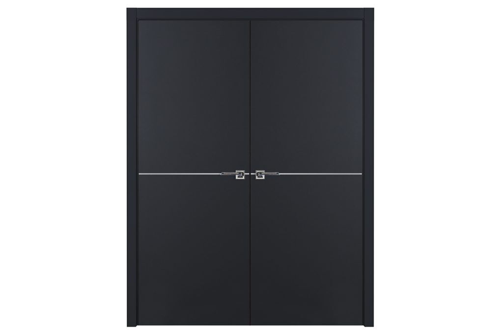 Glam 007 G-Pro Soft Black Laminated Modern Interior Door - Double Door