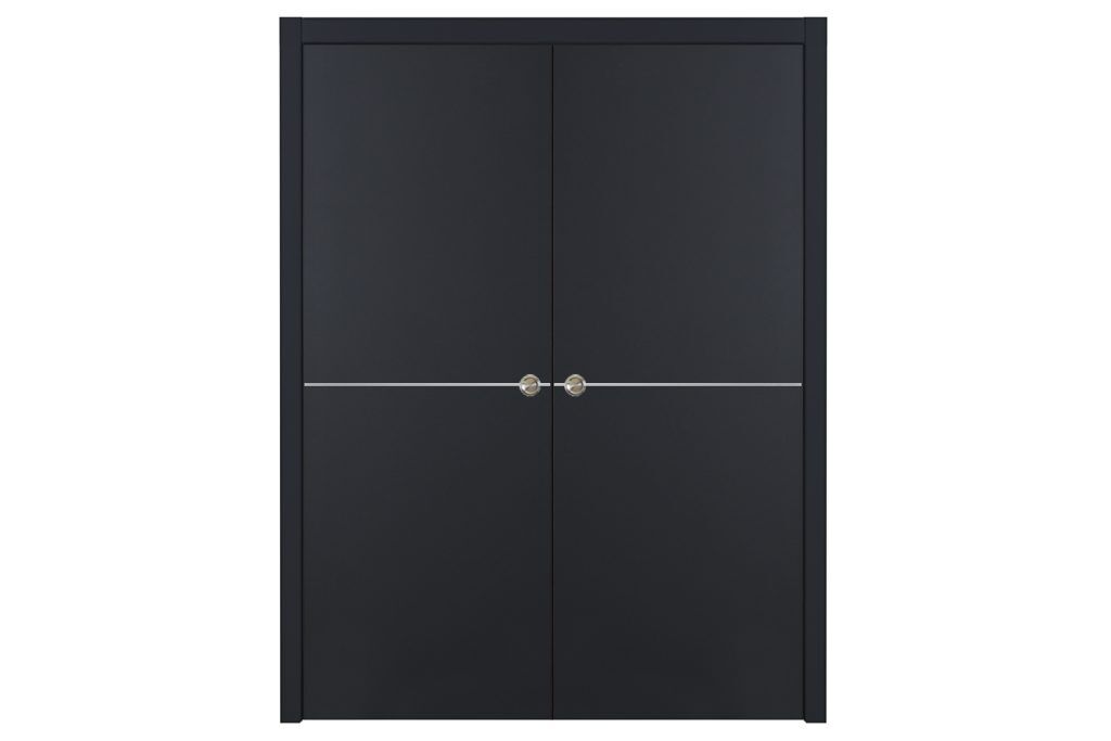 Glam 007 G-Pro Soft Black Laminated Modern Interior Door - Double Pocket