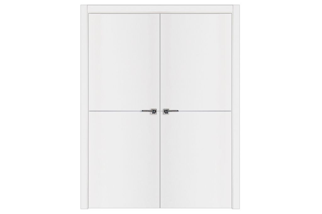 Glam 007 G-Pro Soft White Laminated Modern Interior Door - Double Door