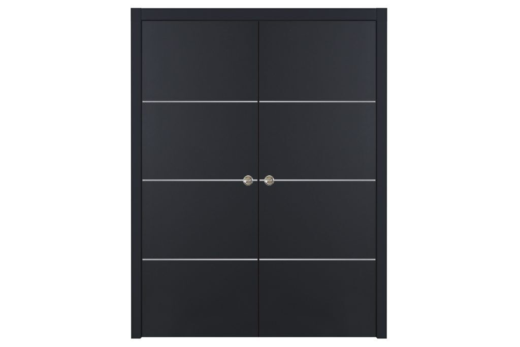 Glam 009 G-Pro Soft Black Laminated Modern Interior Door - Double Pocket