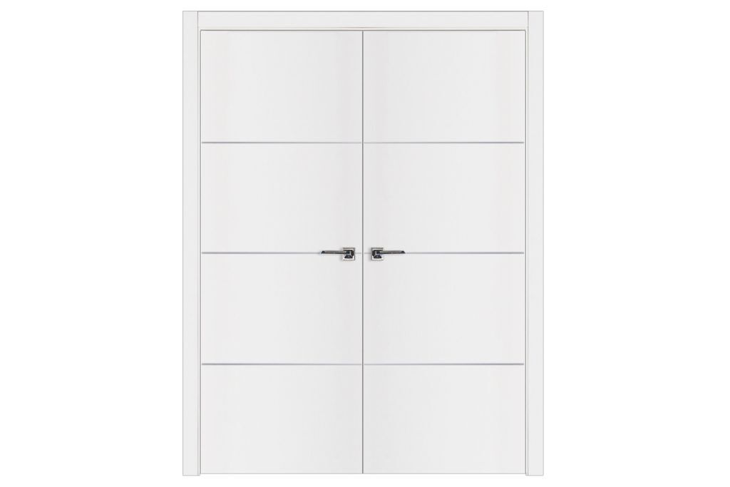 Glam 009 G-Pro Soft White Laminated Modern Interior Door - Double Door