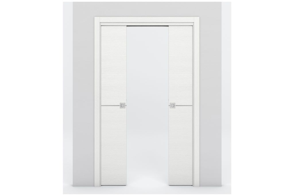 Nova Braga 1H Bianco Matrix Laminated Modern Interior Door - Double Pocket
