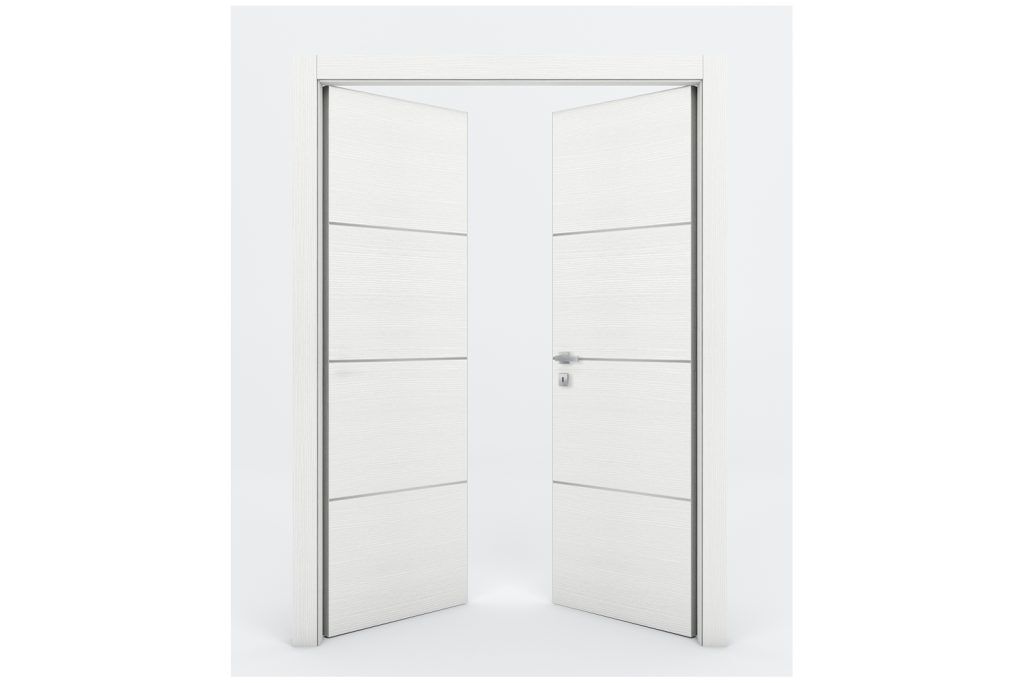 Nova Braga 3H Bianco Matrix Laminated Modern Interior Door - Double Door