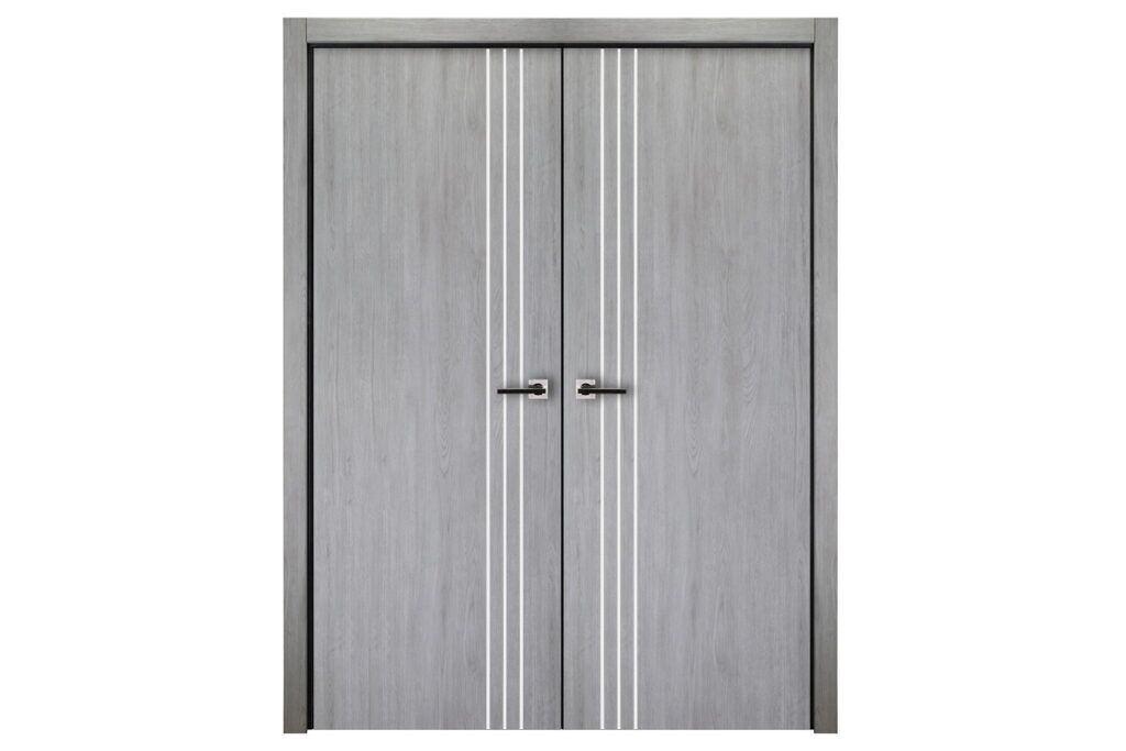 Nova Italia Flush 04 Light Grey Laminate Interior Door - Double Door
