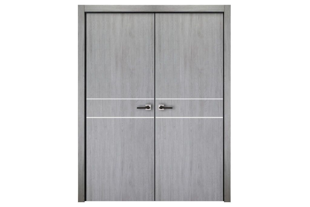 Nova Italia Flush 08 Light Grey Laminate Interior Door - Double Door