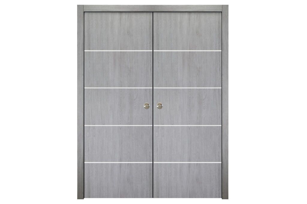 Nova Italia Flush 10 Light Grey Laminate Interior Door - Double Pocket