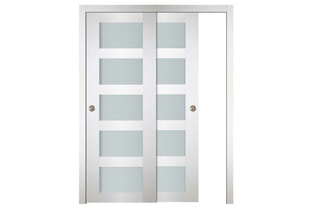 Nova Italia Vetro 5 Lite Alaskan White Laminate Interior Door - Bypass Door