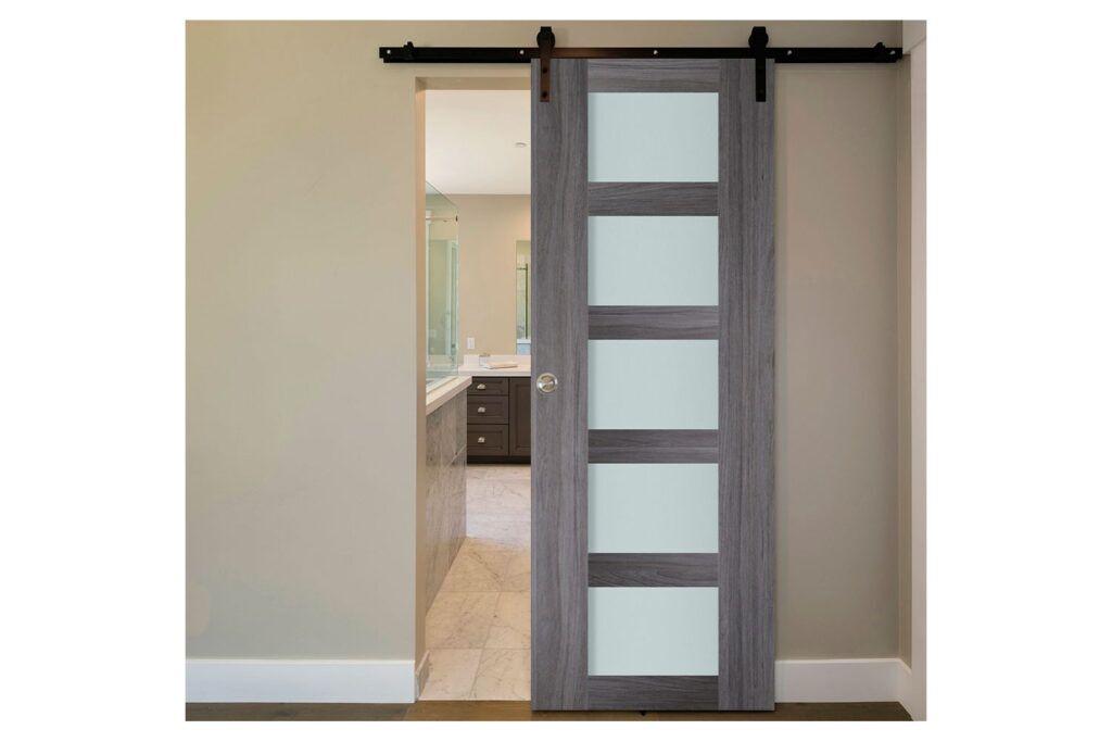 Nova Italia Vetro 5 Lite Swiss Elm Laminate Interior Door - Barn Door