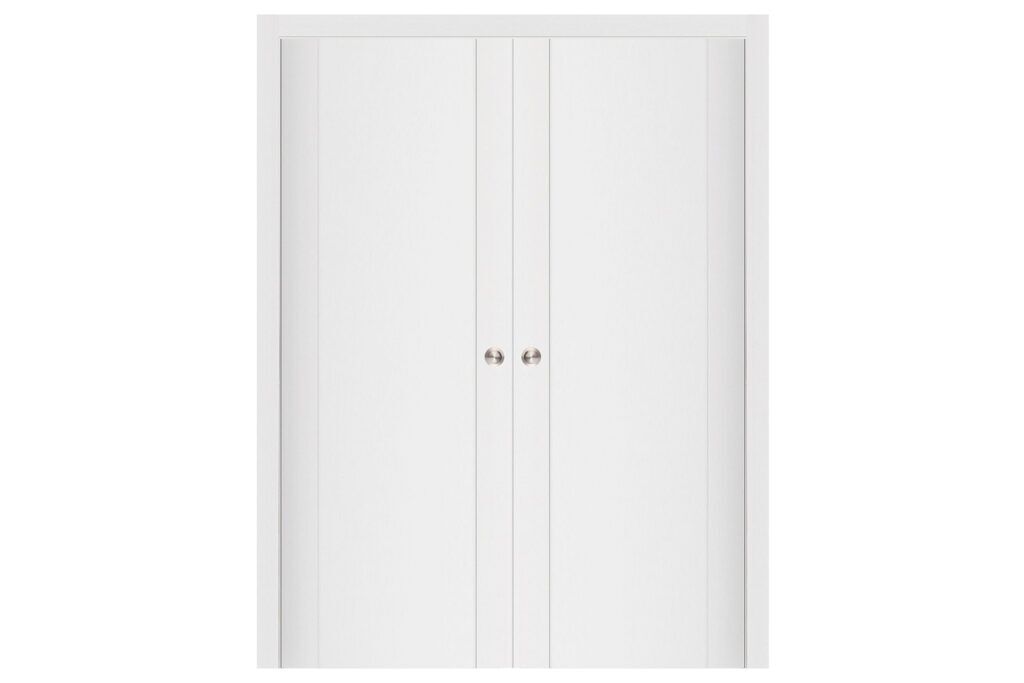 Nova Stile 001 Soft White Laminated Modern Interior Door - Double Pocket