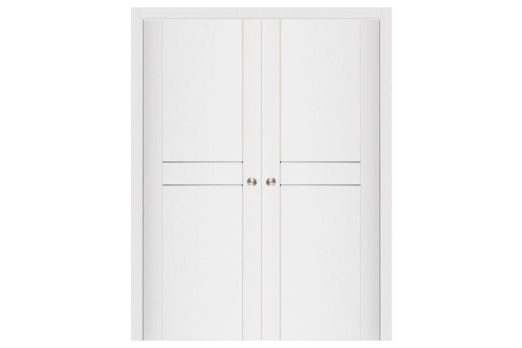 Nova Stile 003 Soft White Laminated Modern Interior Door - Double Pocket