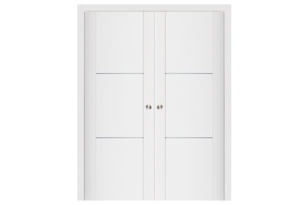 Nova Stile 004 Soft White Laminated Modern Interior Door - Double Pocket