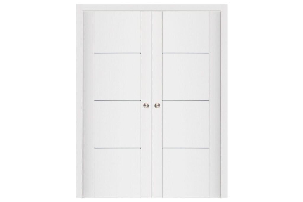 Nova Stile 006 Soft White Laminated Modern Interior Door - Double Pocket