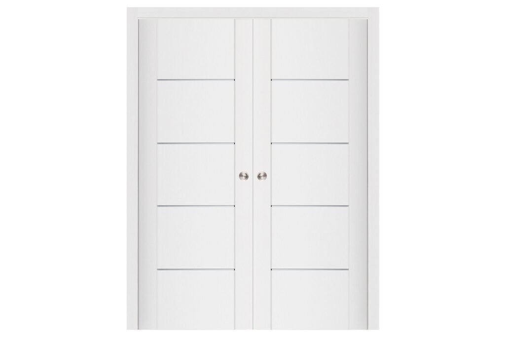 Nova Stile 007 Soft White Laminated Modern Interior Door - Double Pocket