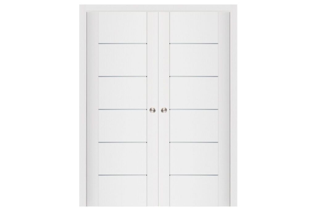 Nova Stile 008 Soft White Laminated Modern Interior Door - Double Pocket
