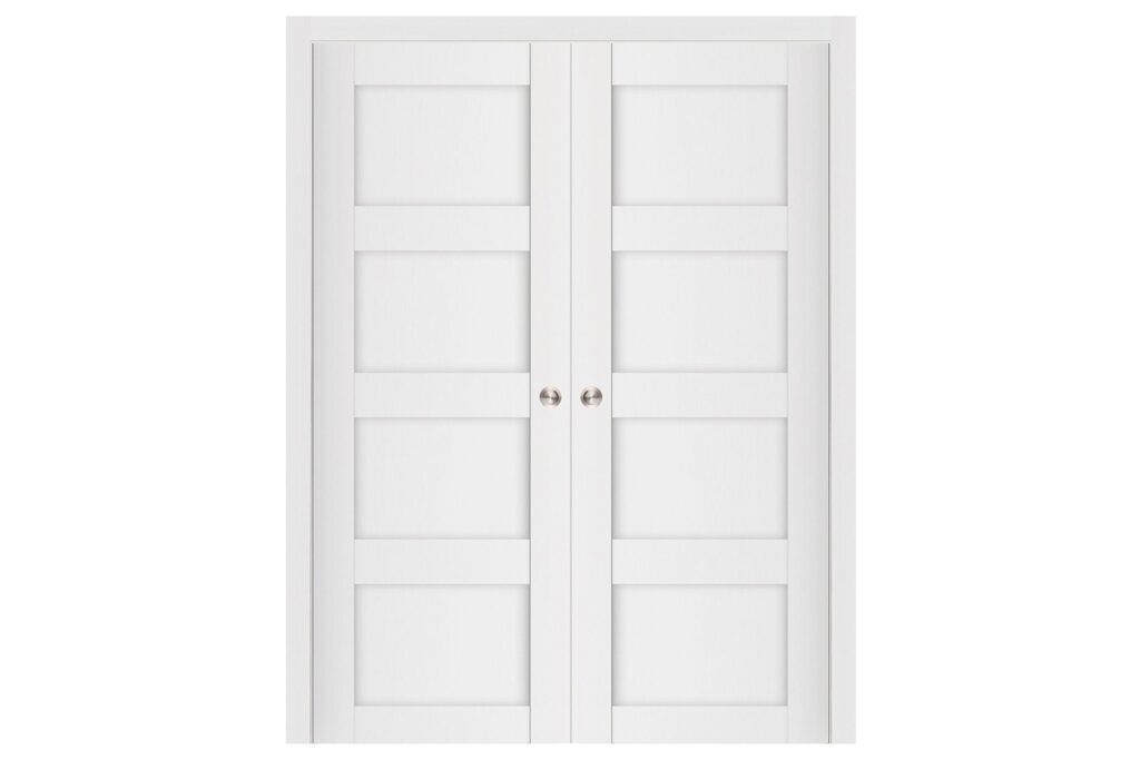Nova Stile 021 Soft White Laminated Modern Interior Door - Double Pocket