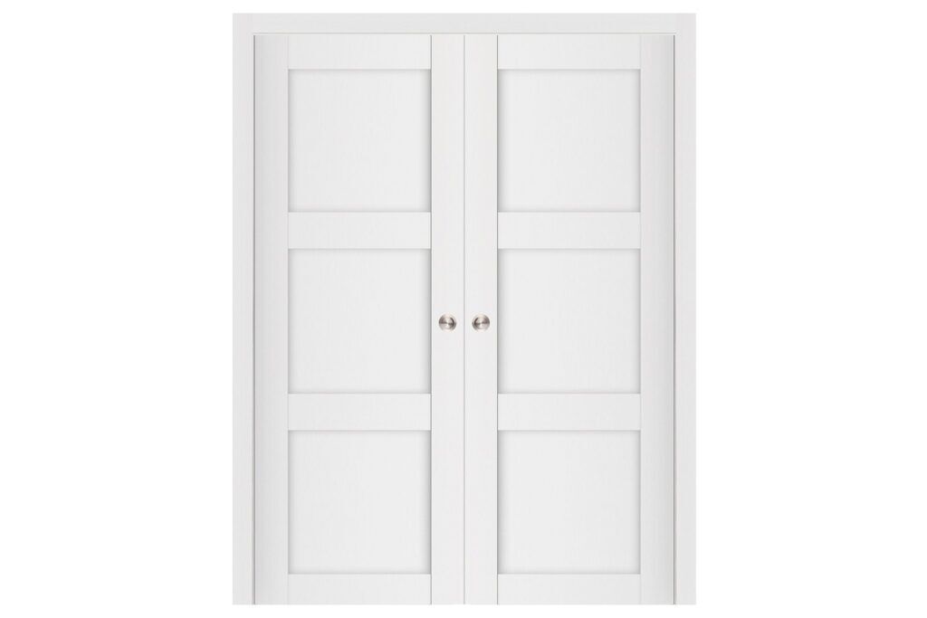 Nova Stile 025 Soft White Laminated Modern Interior Door - Double Pocket