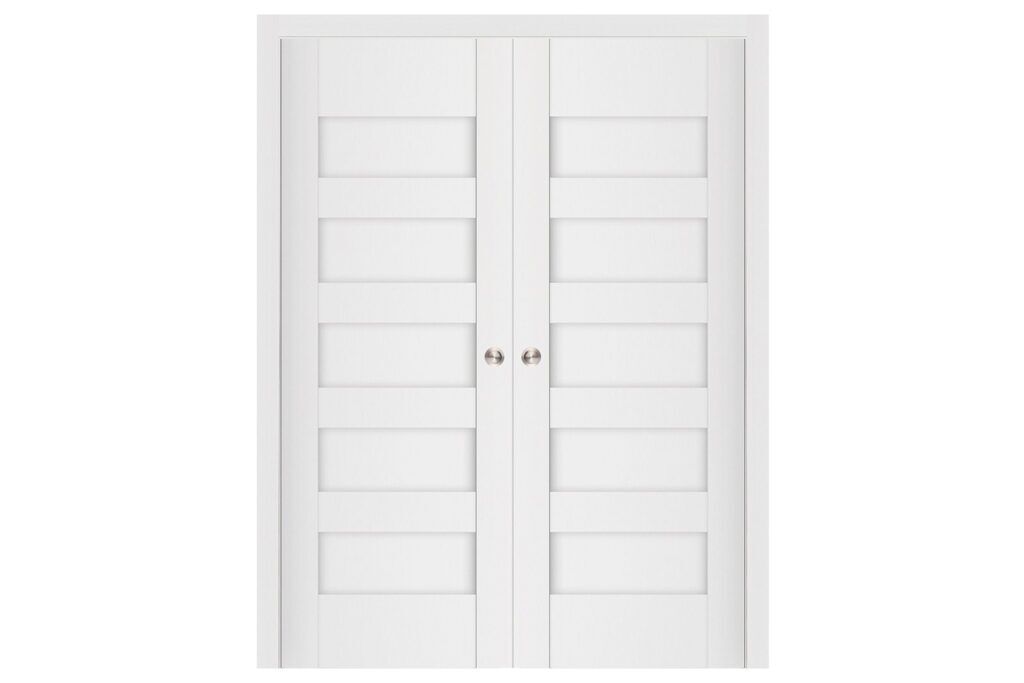 Nova Stile 040 Soft White Laminated Modern Interior Door - Double Pocket