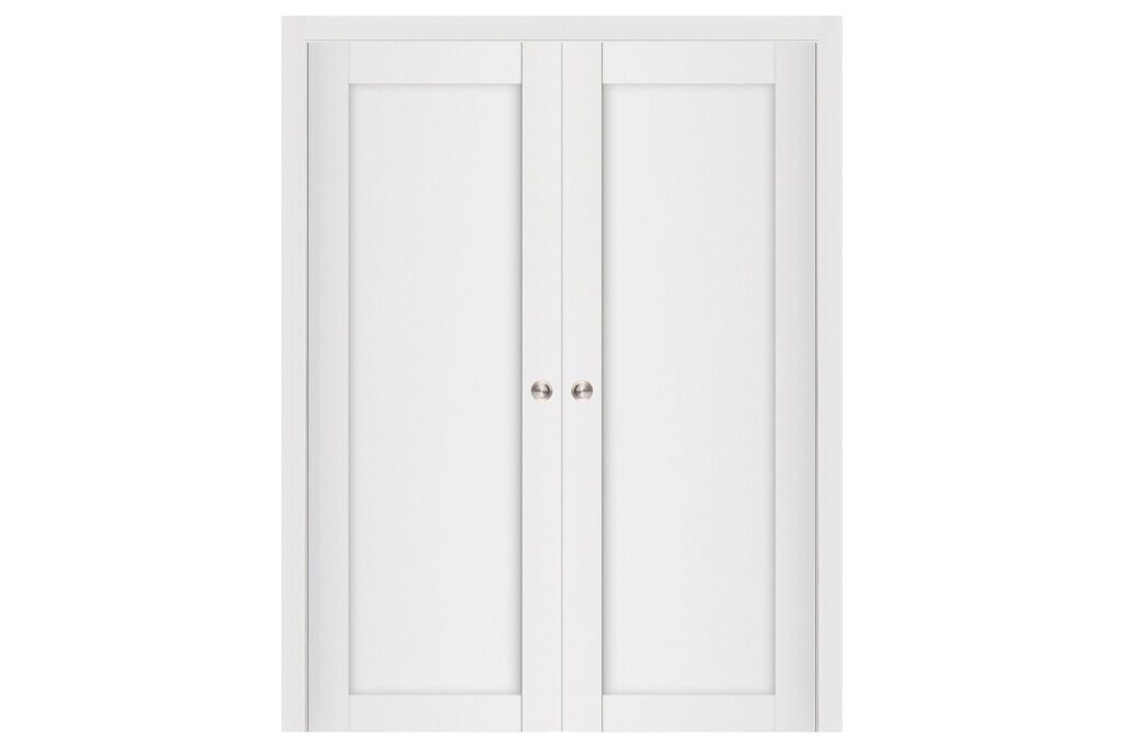Nova Stile 054 Soft White Laminated Modern Interior Door - Double Pocket