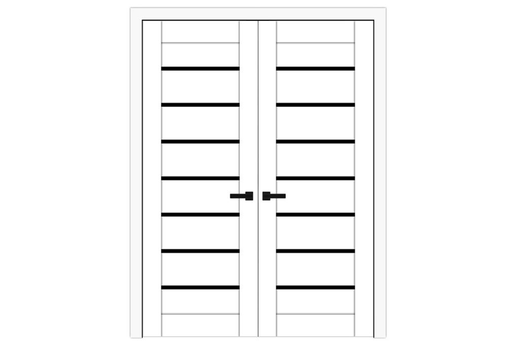 Domino 01 Soft White Laminated Modern Interior Door - Double Door