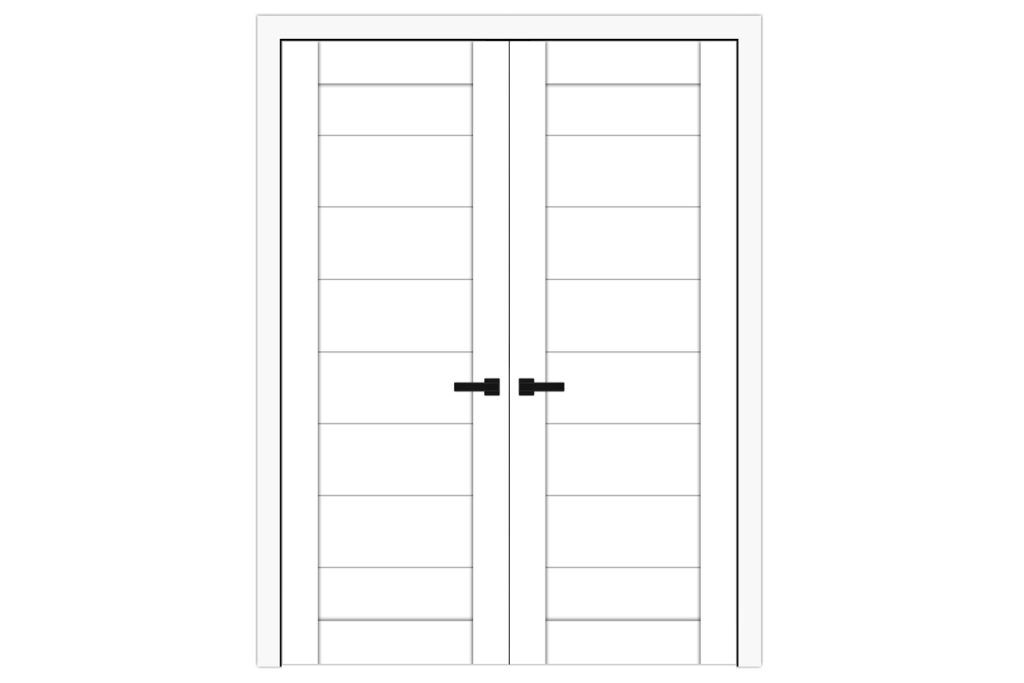 Domino 02 Soft White Laminated Modern Interior Door - Double Door