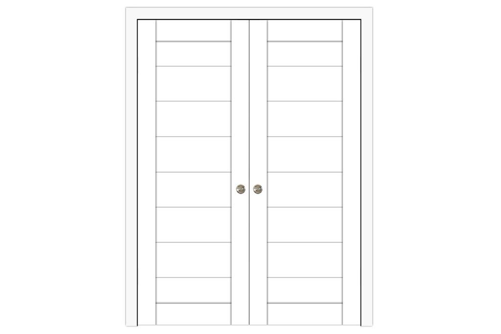 Domino 02 Soft White Laminated Modern Interior Door - Double Pocket